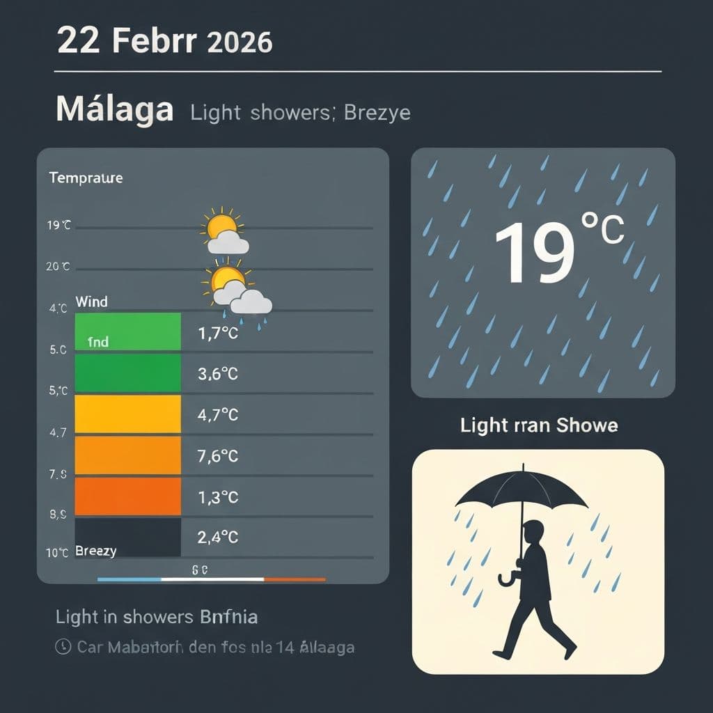 Weather Forecast: February 22, 2026 - Light Rain & Wind